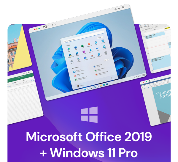 The All-in-One Microsoft Office Pro 2019 for Windows: Lifetime License + Windows 11 Pro Bundle