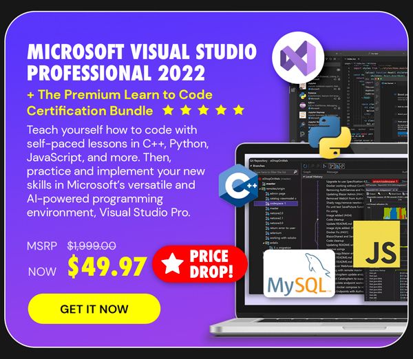 Microsoft Visual Studio Professional 2022 + The Premium Learn to Code Certification Bundle