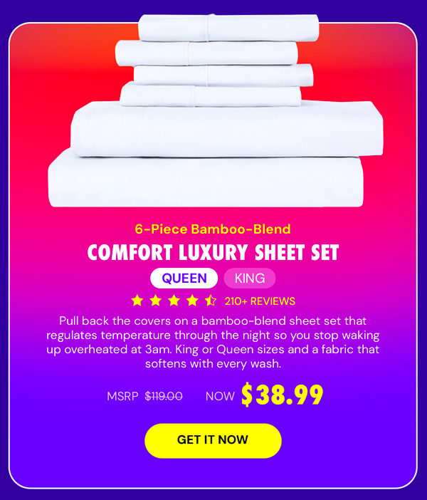 6-Piece Bamboo-Blend Comfort Luxury Sheet Set (White/Queen)