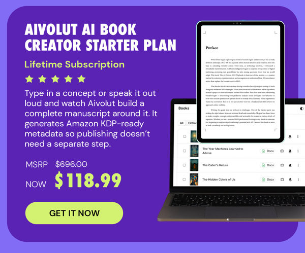 Aivolut AI Book Creator Starter Plan: Lifetime Subscription