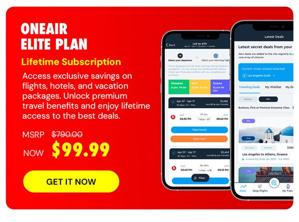 OneAir Elite Plan: Lifetime Subscription (Save Big on Flights, Hotels & More)
