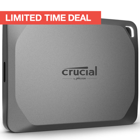 Crucial X9 Pro 1TB Portable SSD – Up to 1050MB/s sustained Reads, Water and dust Resistant Storage for Photographers and Creators, with Mylio Photos+ Offer – USB 3.2 External Solid State Drive