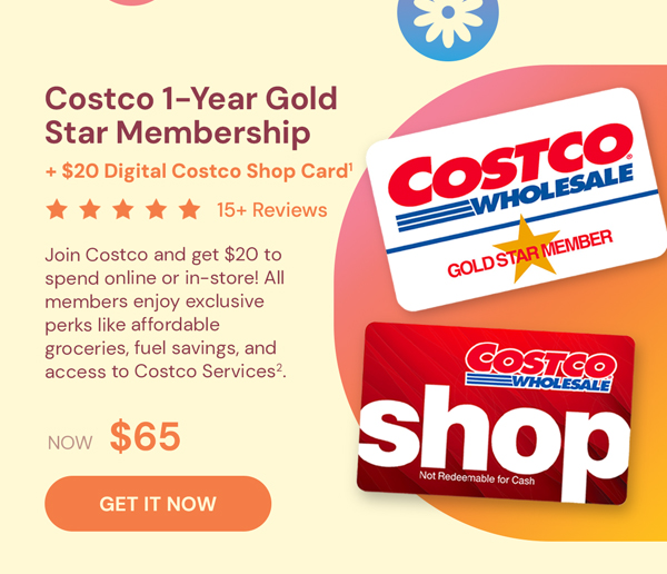 Costco 1-Year Gold Star Membership + $20 Digital Costco Shop Card