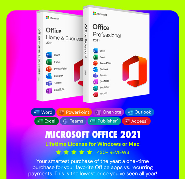 Microsoft Office 2021 for Windows or Mac: Lifetime License