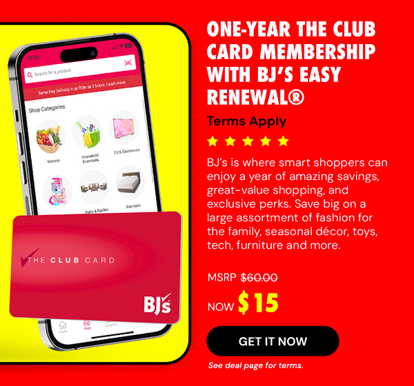 One-Year The Club Card Membership with BJ’s Easy Renewal® (Terms Apply)