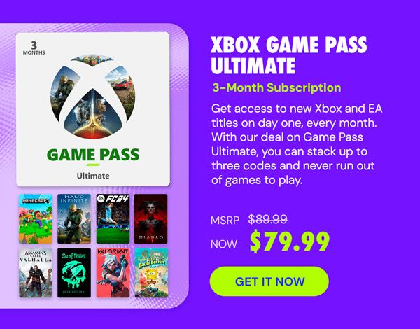 Xbox Game Pass Ultimate: 3-Month Subscription - USA - Digital Code - Stackable - Final Sale