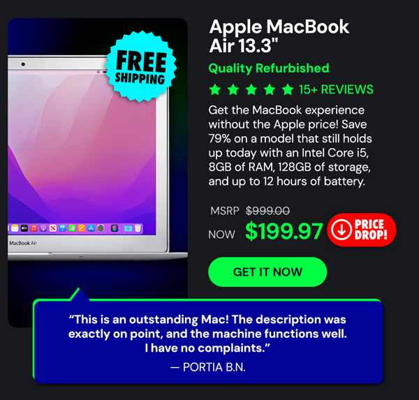Apple MacBook Air 13.3" (2017) 1.8GHz i5 8GB RAM 128GB SSD Silver (Refurbished)