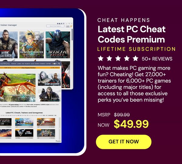 Cheat Happens Latest PC Cheat Codes: Premium Lifetime Subscription