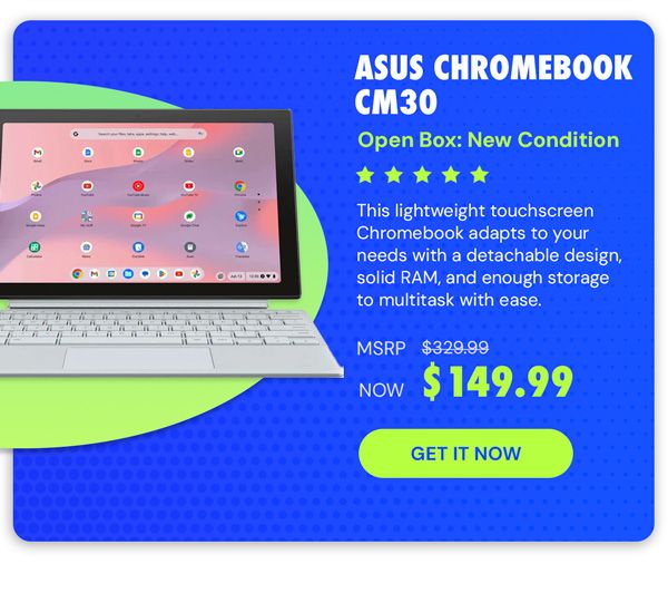 ASUS Chromebook CM30 (2024) Detachable Touchscreen 8GB RAM 128GB eMMC (Open Box)
