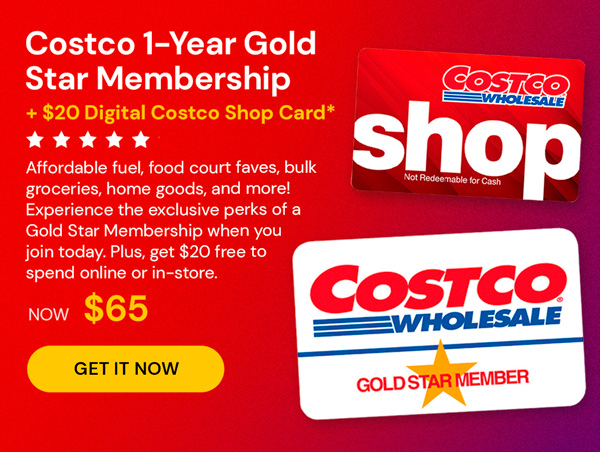 Costco 1-Year Gold Star Membership + $20 Digital Costco Shop Card