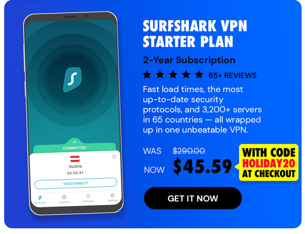 SurfShark VPN Starter Plan: 2-Yr Subscription