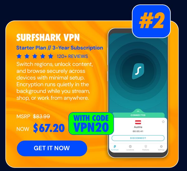 Surfshark VPN Starter Plan: 3-Yr Subscription