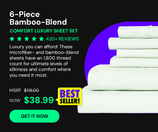 6-Piece Bamboo-Blend Comfort Luxury Sheet Set (White/Queen)