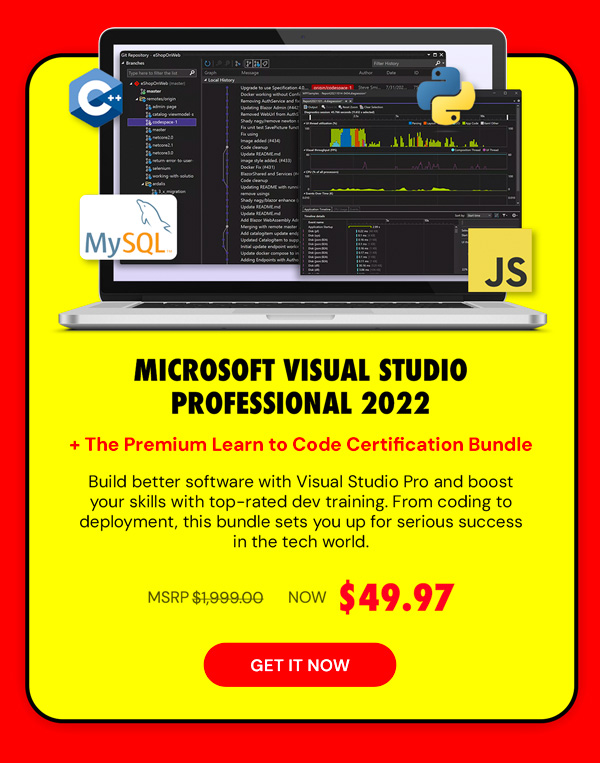 Microsoft Visual Studio Professional 2022 + The Premium Learn to Code Certification Bundle