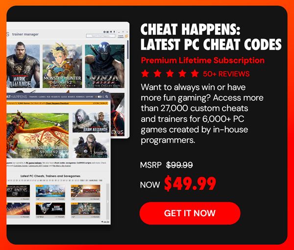 Cheat Happens Latest PC Cheat Codes: Premium Lifetime Subscription