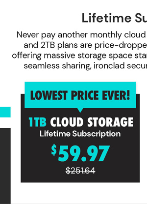 FolderFort 1TB Cloud Storage Pro Plan: Lifetime Subscription