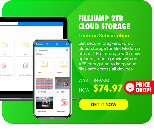 FileJump 2TB Cloud Storage: Lifetime Subscription