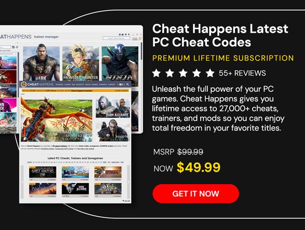 Cheat Happens Latest PC Cheat Codes: Premium Lifetime Subscription