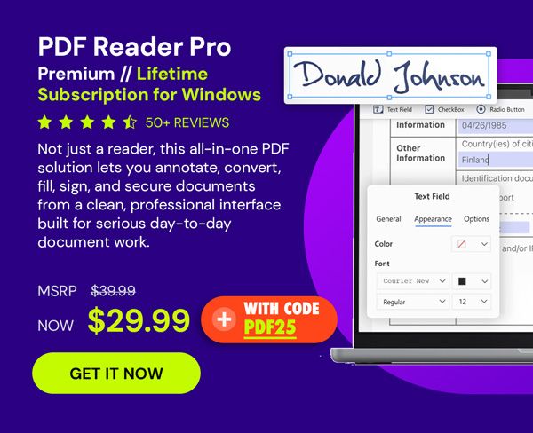 PDF Reader Pro Premium License For Windows: Lifetime Subscription