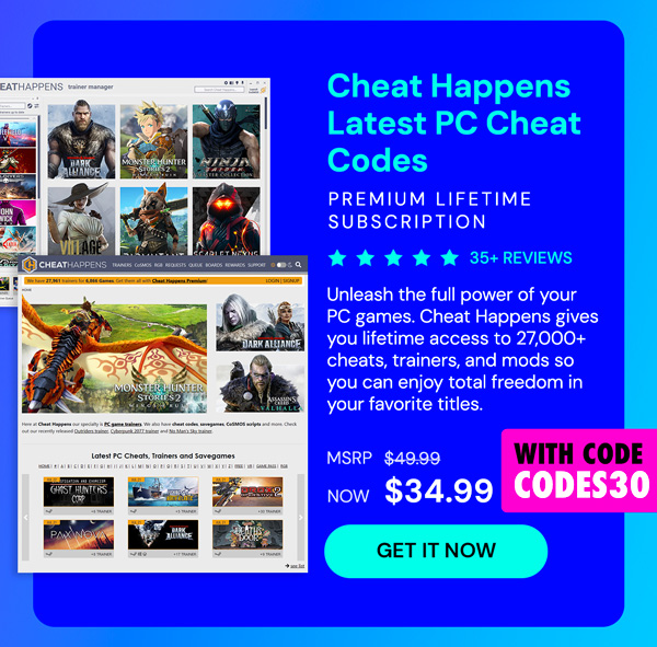 Cheat Happens Latest PC Cheat Codes: Premium Lifetime Subscription