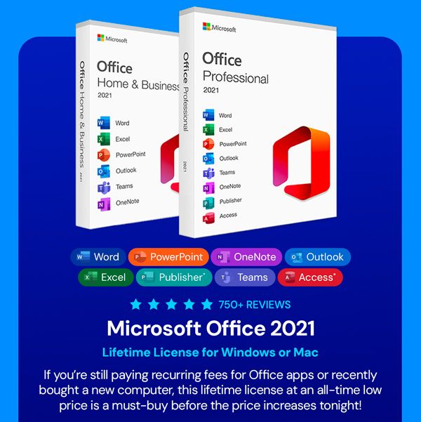 Microsoft Office 2021 for Windows or Mac: Lifetime License