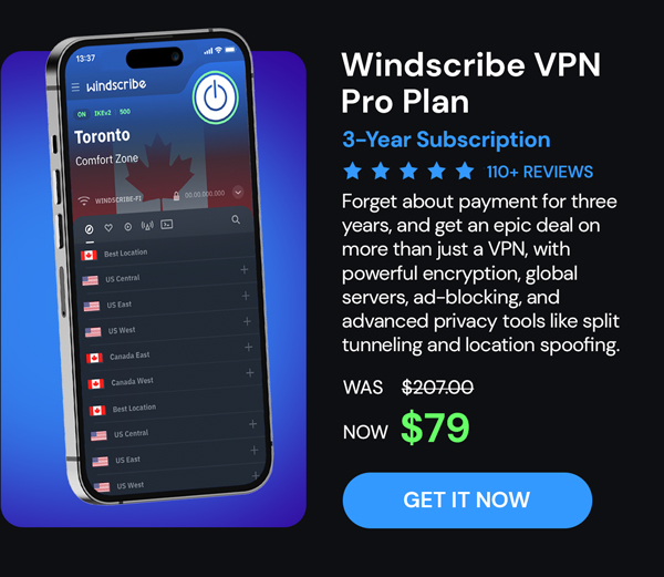 Windscribe VPN Pro Plan: 3-Yr Subscription