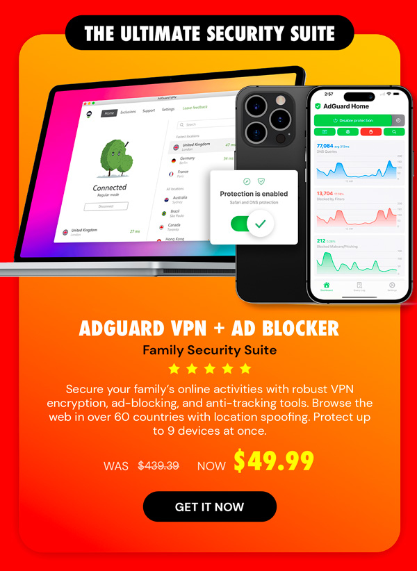 AdGuard VPN + Ad Blocker Family Security Suite