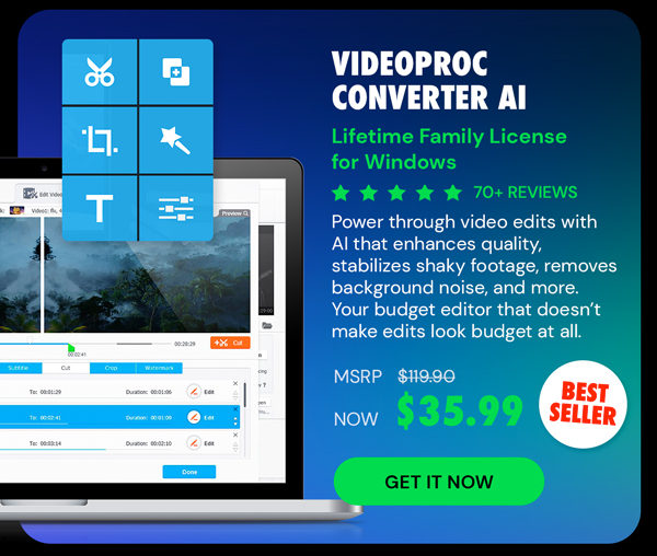 VideoProc Converter AI: Lifetime Family License (For Windows)