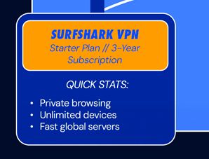 Surfshark VPN Starter Plan: 3-Yr Subscription