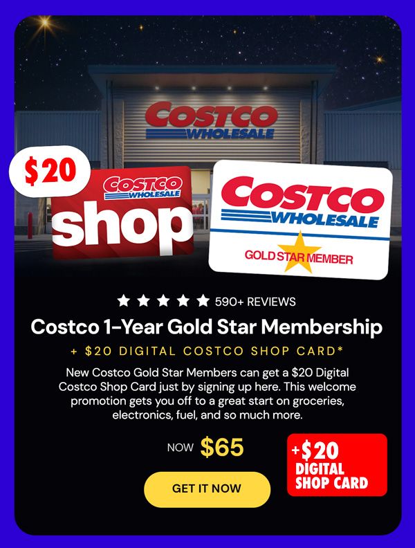 Costco 1-Year Gold Star Membership + $40 Digital Costco Shop Card
