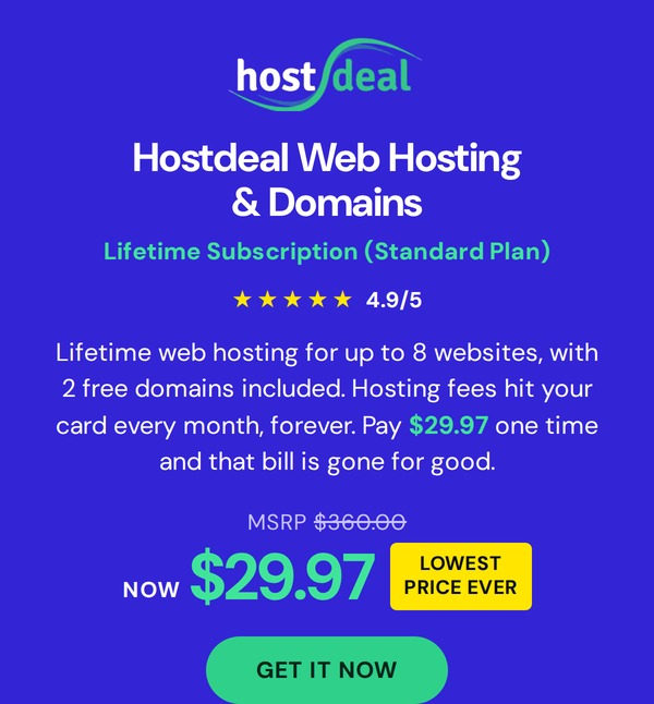 Hostdeal Web Hosting & Domains Lifetime Subscriptions