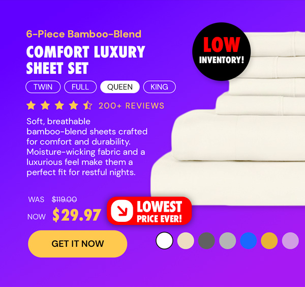 6-Piece Bamboo-Blend Comfort Luxury Sheet Set