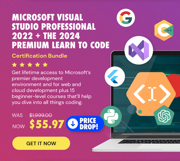 Microsoft Visual Studio Professional 2022 + The 2024 Premium Learn to Code Certification Bundle