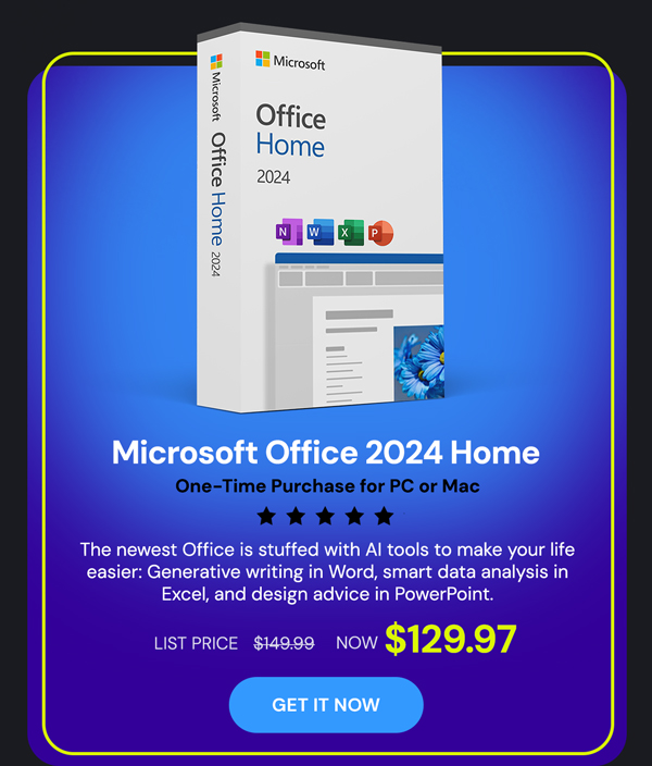 Microsoft Office 2024 Home for Mac or PC: One-Time Purchase