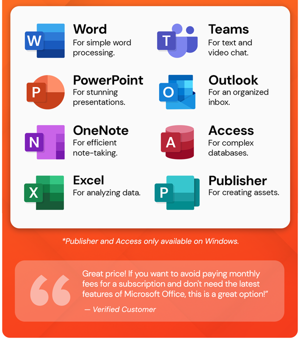 Microsoft Office 2021 for Windows or Mac: Lifetime License