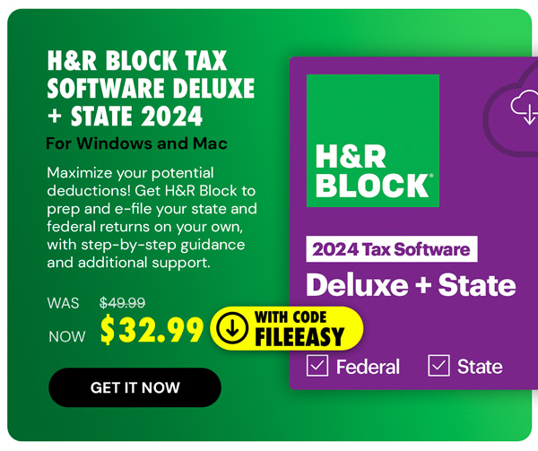 H&R Block Tax Software Deluxe + State 2024 for Windows/Mac [Online Code]