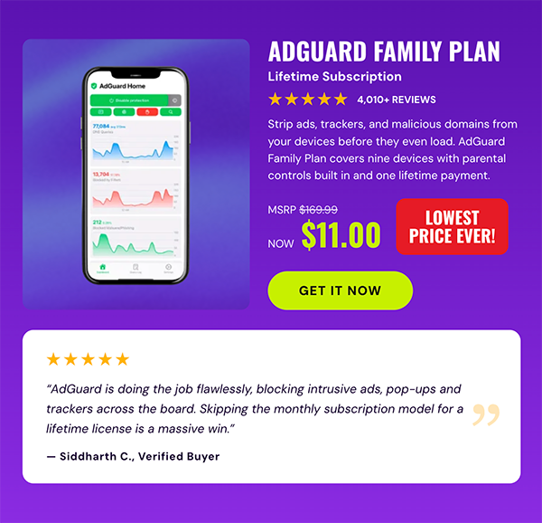 AdGuard Family Plan: Lifetime Subscription