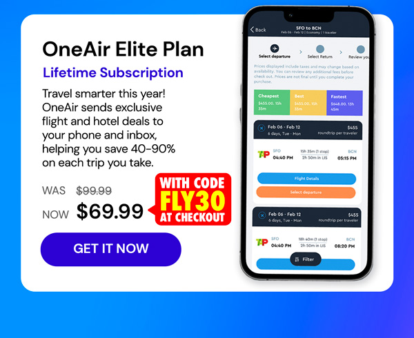 OneAir Elite Plan: Lifetime Subscription (Save Big on Flights, Hotels & More)