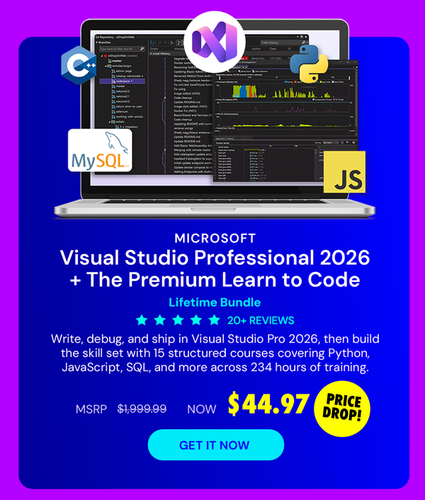 Microsoft Visual Studio Professional 2026 + The Premium Learn to Code Certification Bundle