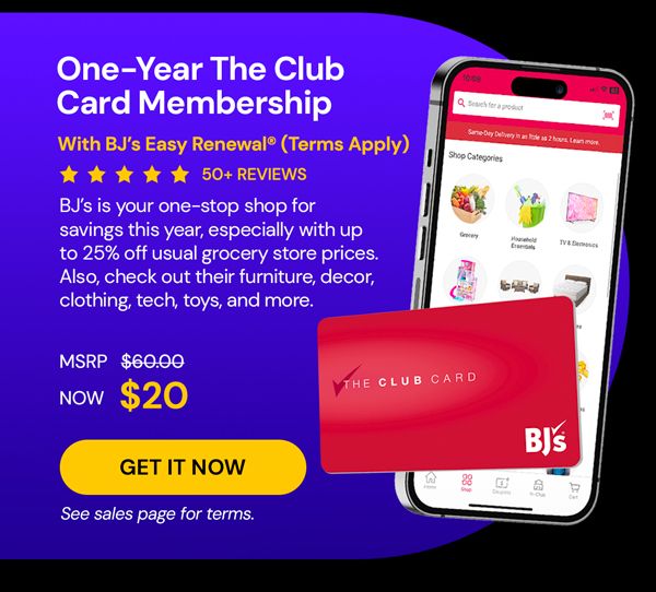 One-Year The Club Card Membership with BJ’s Easy Renewal® (Terms Apply)