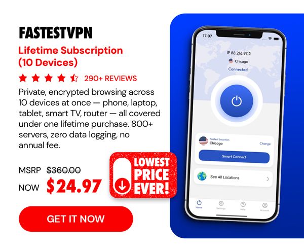 FastestVPN: Lifetime Subscription (10 Devices)