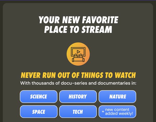 Curiosity Stream Standard Plan: Lifetime Subscription