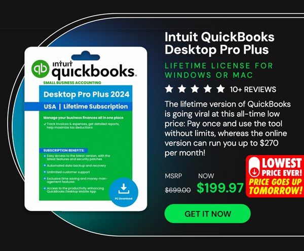 Intuit QuickBooks Desktop Pro Plus 2024 (1 User): Lifetime Licenses