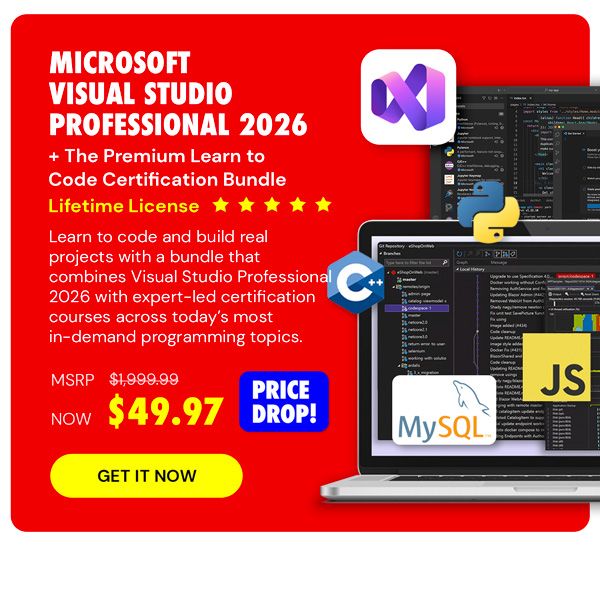 Microsoft Visual Studio Professional 2026 + The Premium Learn to Code Certification Bundle
