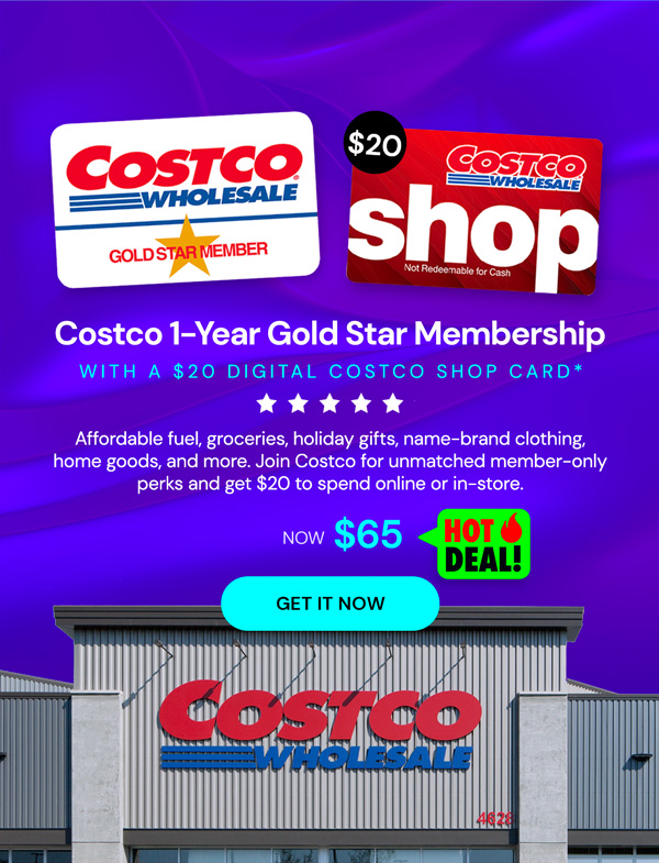 Costco 1-Year Gold Star Membership + $20 Digital Costco Shop Card