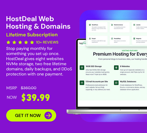 Hostdeal Web Hosting & Domains Lifetime Subscriptions