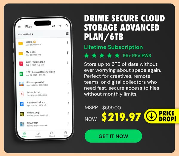 Drime Secure Cloud Storage: Lifetime Subscription (Advanced Plan/6TB)