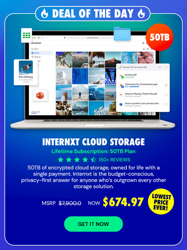 Internxt Cloud Storage Lifetime Subscription (50TB)