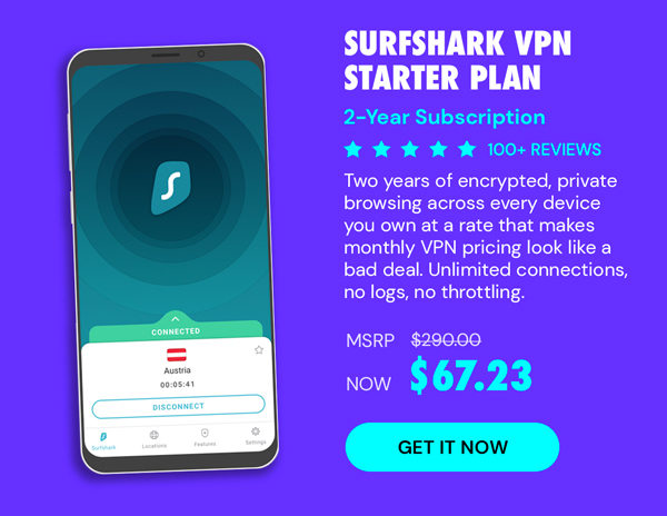 SurfShark VPN Starter Plan: 2-Yr Subscription