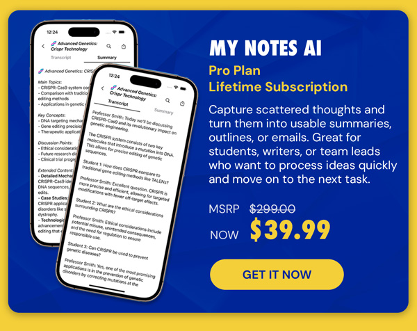 My Notes AI Pro Plan: Lifetime Subscription